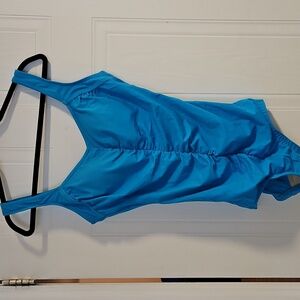 MAXINE Womens Size 14 Large Blue Swimsuit One Piece Scrunch Unworn NWT